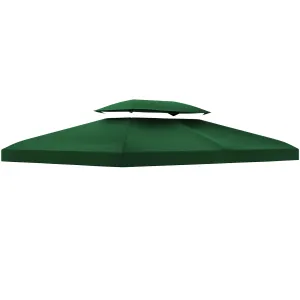 3 x 4m Gazebo Canopy Replacement Cover, 2 Tier Top Roof UV Cover, Green