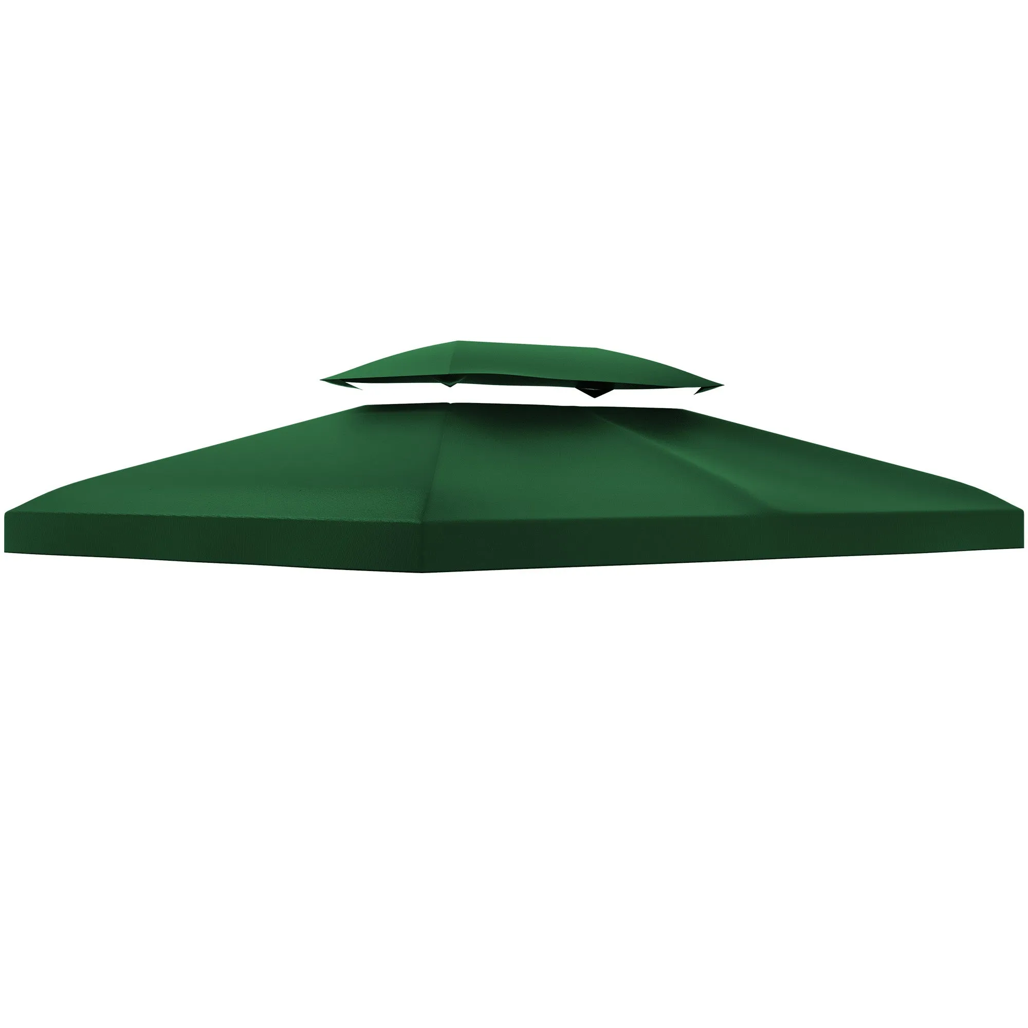 3 x 4m Gazebo Canopy Replacement Cover, 2 Tier Top Roof UV Cover, Green