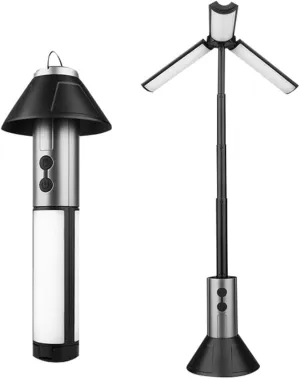 3000mAh Telescopic Camping Light, Rechargeable LED 3 Page Head 5 Lighting Modes, Cordless Waterproof Camping Flashlight Work Light Kit for Power Outages Indoor,Outdoor, Hiking Outdoor (Black)