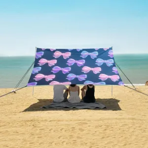 3D Plastic Bows Beach Canopy Tent Anti-UV & Wind Resistant, Camping Sun Shelter Easy Setup Portable,Outdoor Shade Tents with Sandbags,Sand Shovels,Ground Pegs & Stability Poles