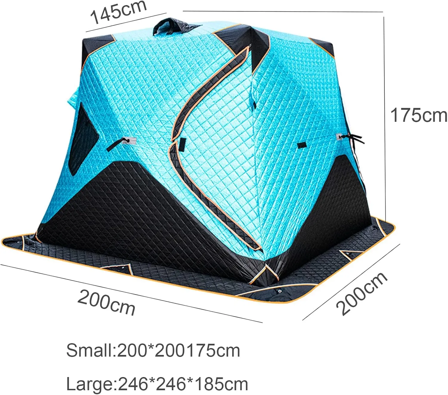 4 Layers Thick Winter Fishing Shelter Cotton Warm Outdoor Windproof and Waterproof Camping Equipment Automatic Ice Fishing Tent with Pegs