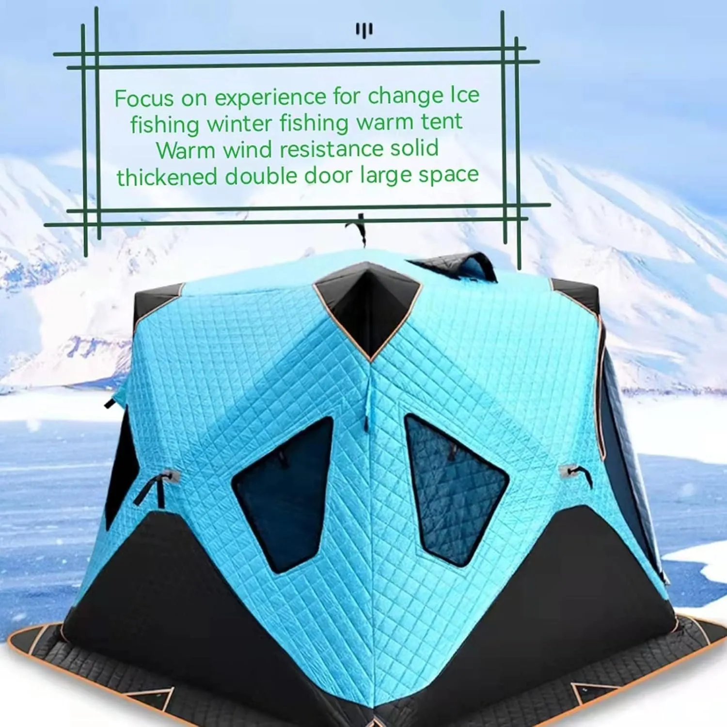4 Layers Thick Winter Fishing Shelter Cotton Warm Outdoor Windproof and Waterproof Camping Equipment Automatic Ice Fishing Tent with Pegs