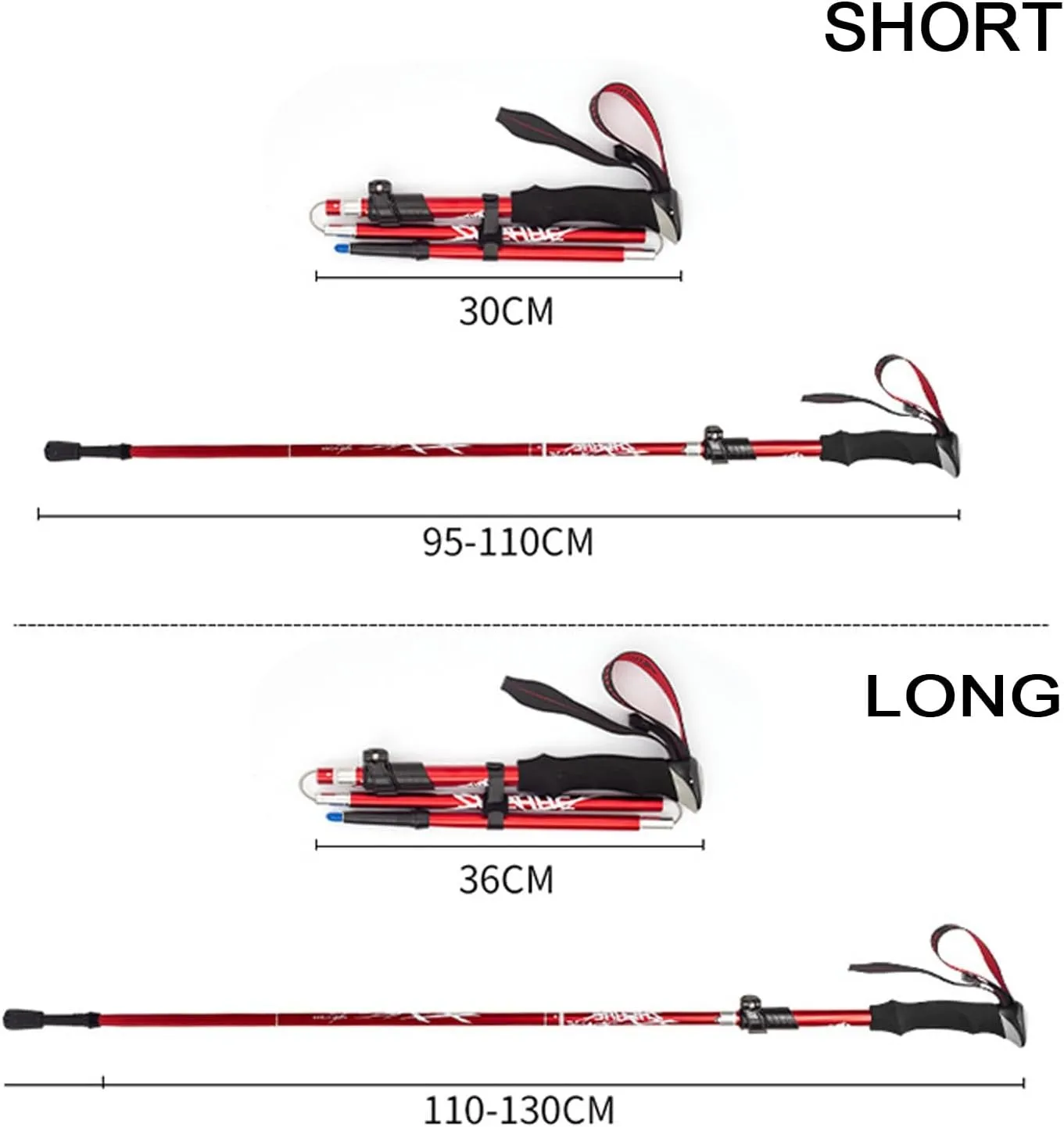 4 Pac Aluminum Collapsible Ultralight Travel Trekking Hiking Pole for Men and Women