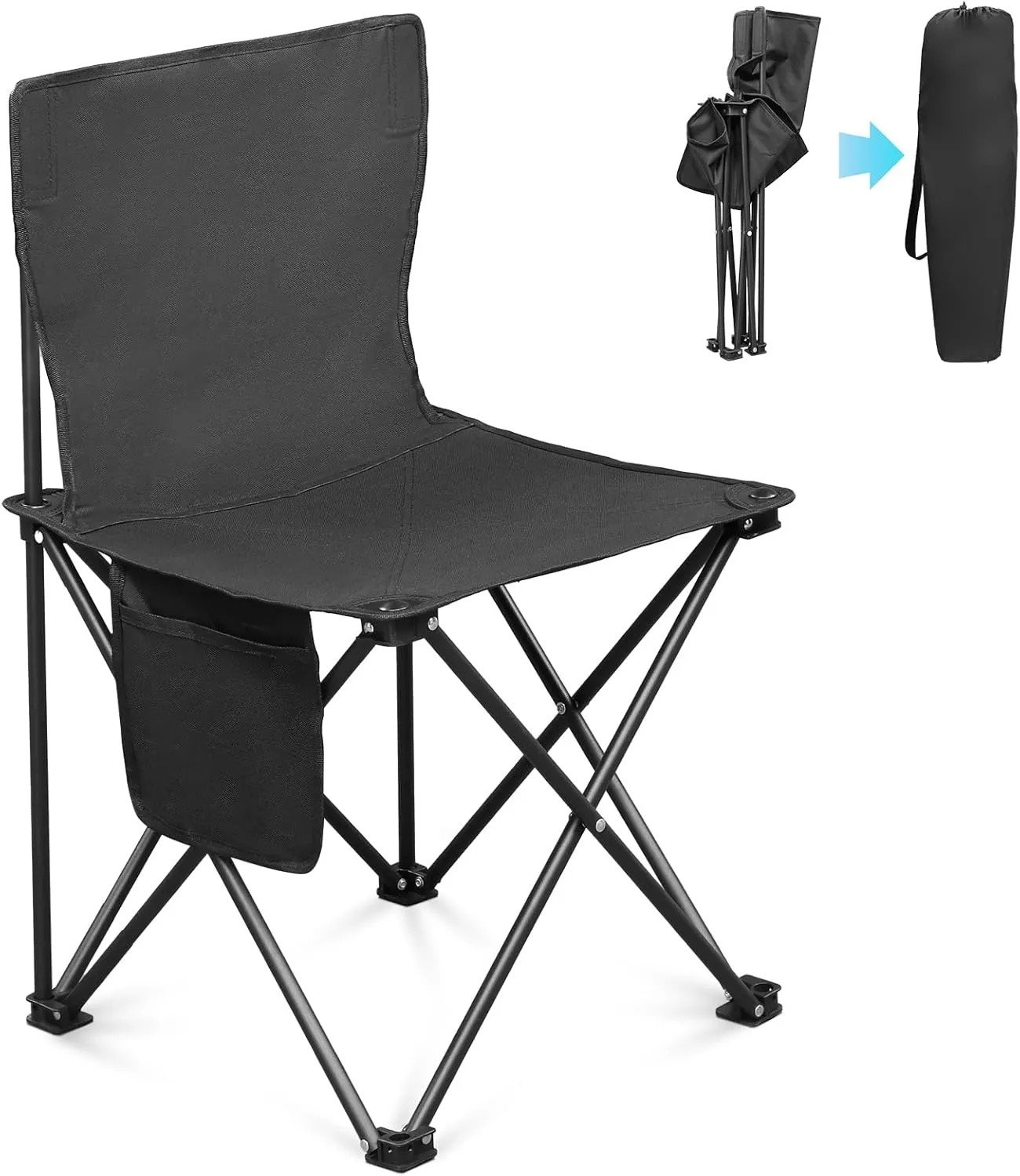 4 Pack Outdoor Beach Portable Lawn Chair,Portable Lightweight Folding Chair for Adults,Folding Beach Chair,Portable Backpack Foldable Camping Chair,with Carrying Bag,for Patio Pool Yard Garden (Black)