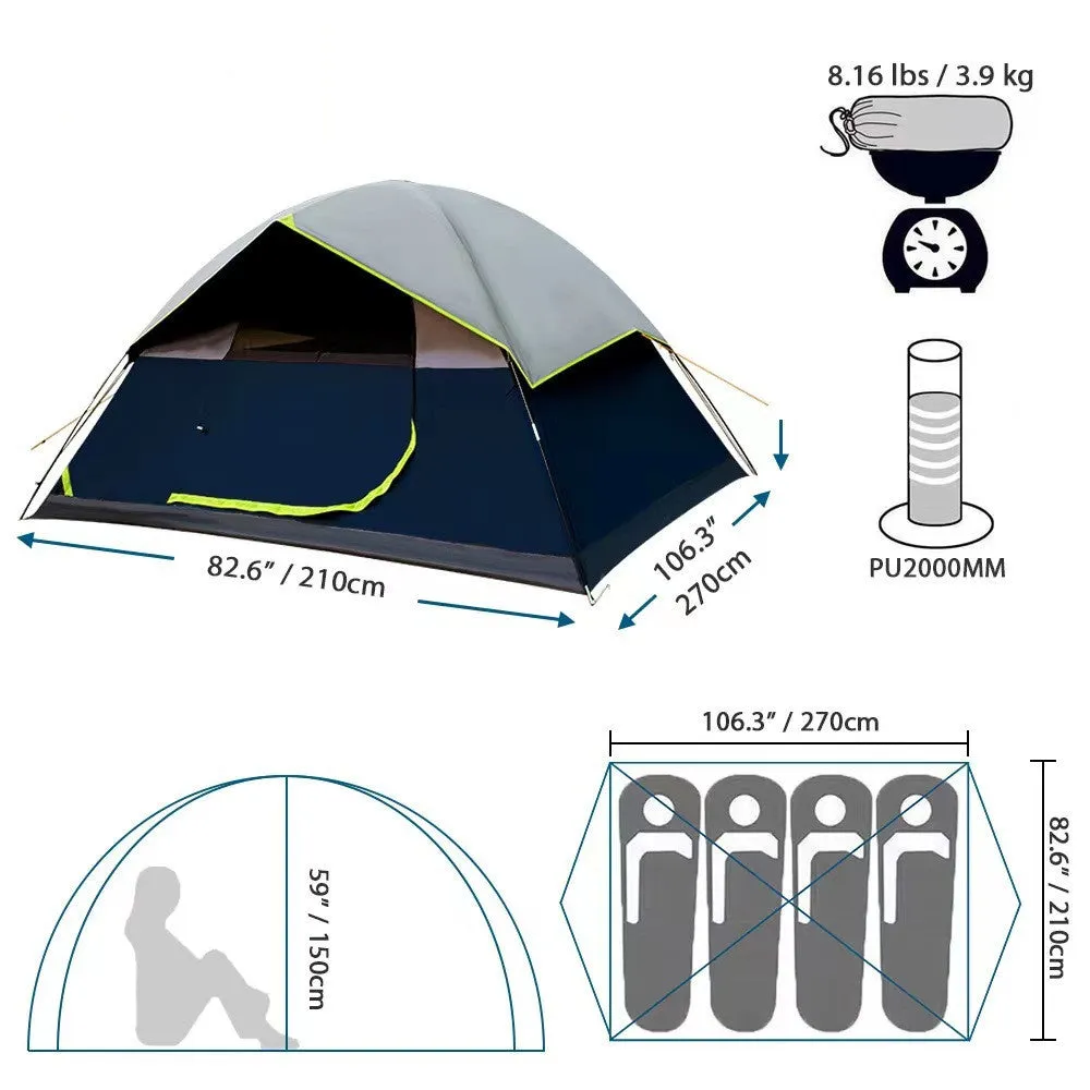 4 Person Black Coated Darkroom Tent For Camping