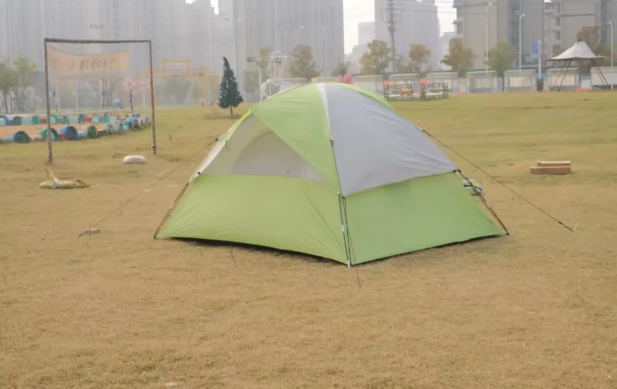 4 - Person Camping Tent, Spacious & Waterproof, Easy Setup for Family Trips, Beach & Backyard Adventures, Blue - Gray Design