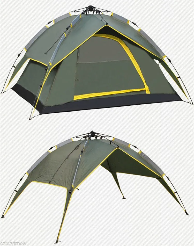 4 Person Double Layer Instant Pop Up Large Camping Tent Waterproof Outdoor *BLUE