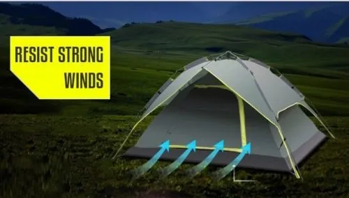 4 Person Double Layer Instant Pop Up Large Camping Tent Waterproof Outdoor *BLUE