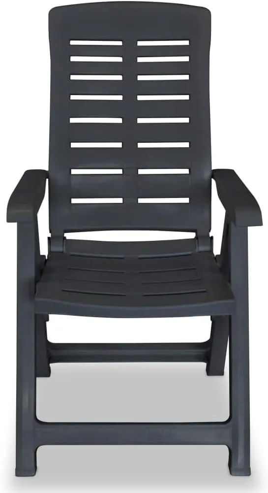 4-Piece Reclining Patio Chairs Set, Outdoor Lounge Chairs with 4 Adjustable Positions, Foldable Plastic Furniture Anthracite for Poolside, Backyard, Camping & Beach