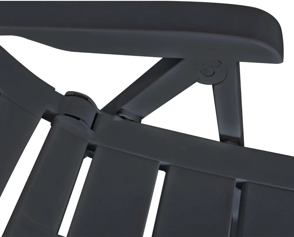 4-Piece Reclining Patio Chairs Set, Outdoor Lounge Chairs with 4 Adjustable Positions, Foldable Plastic Furniture Anthracite for Poolside, Backyard, Camping & Beach