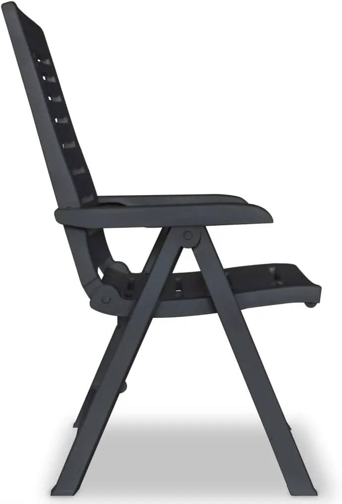 4-Piece Reclining Patio Chairs Set, Outdoor Lounge Chairs with 4 Adjustable Positions, Foldable Plastic Furniture Anthracite for Poolside, Backyard, Camping & Beach