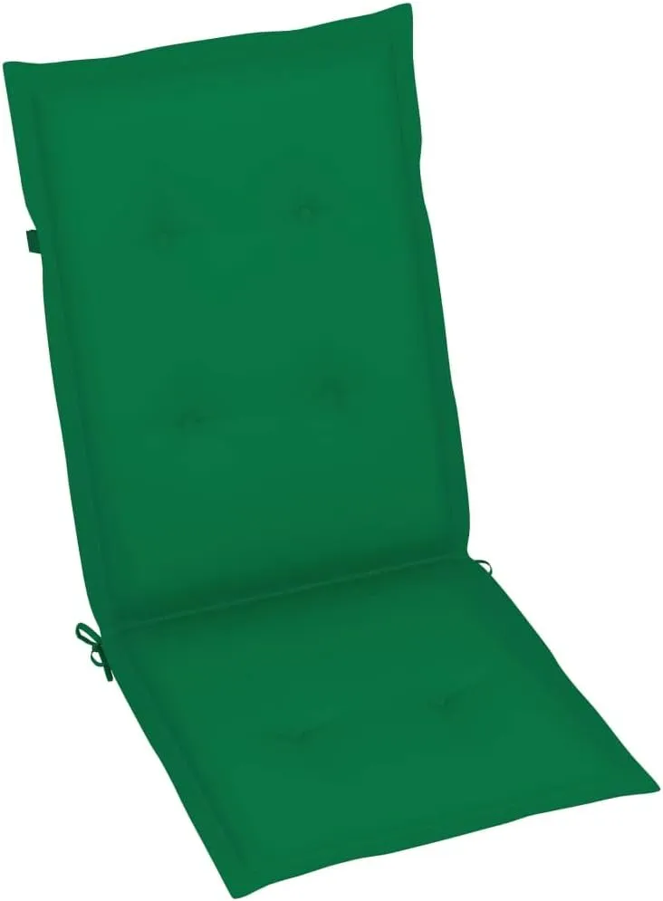 4-Piece Solid Acacia Wood Patio Reclining Chairs with Green Cushions, Adjustable 5-Position Lounge Chair Set, Foldable Outdoor Furniture for Poolside, Backyard and Camping