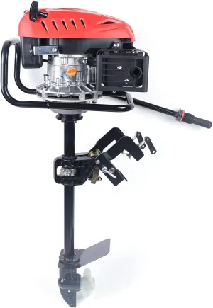 4 Stroke Outboard Motor 6HP 170CC Gas Powered Outboard Motor Heavy Duty OHV Outboard Boat Motor Engine with Air Cooling CDI System for Inflatable Fishing Boat Kayak Canoe Small Yacht