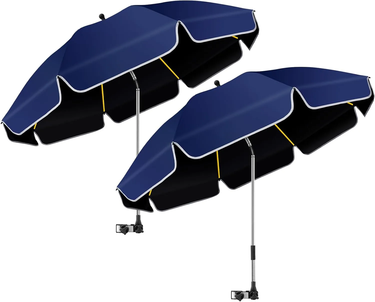48.8 inch Large Beach Umbrella with Clamp Sun Shade for Beach Chair, 360°Adjustable UV Protection Golf Umbrella with Clip for Outdoor Stroller Wheelchair Camping Chair
