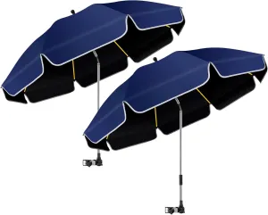 48.8 inch Large Beach Umbrella with Clamp Sun Shade for Beach Chair, 360°Adjustable UV Protection Golf Umbrella with Clip for Outdoor Stroller Wheelchair Camping Chair