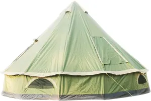 5-8 People 4M Pyramid Tent Round Bell Tent Canvas Yurt Tent 210D Oxford India Tent Family Tent Portable Privacy Tent for Camping Outdoor Hunting, Green (Green)