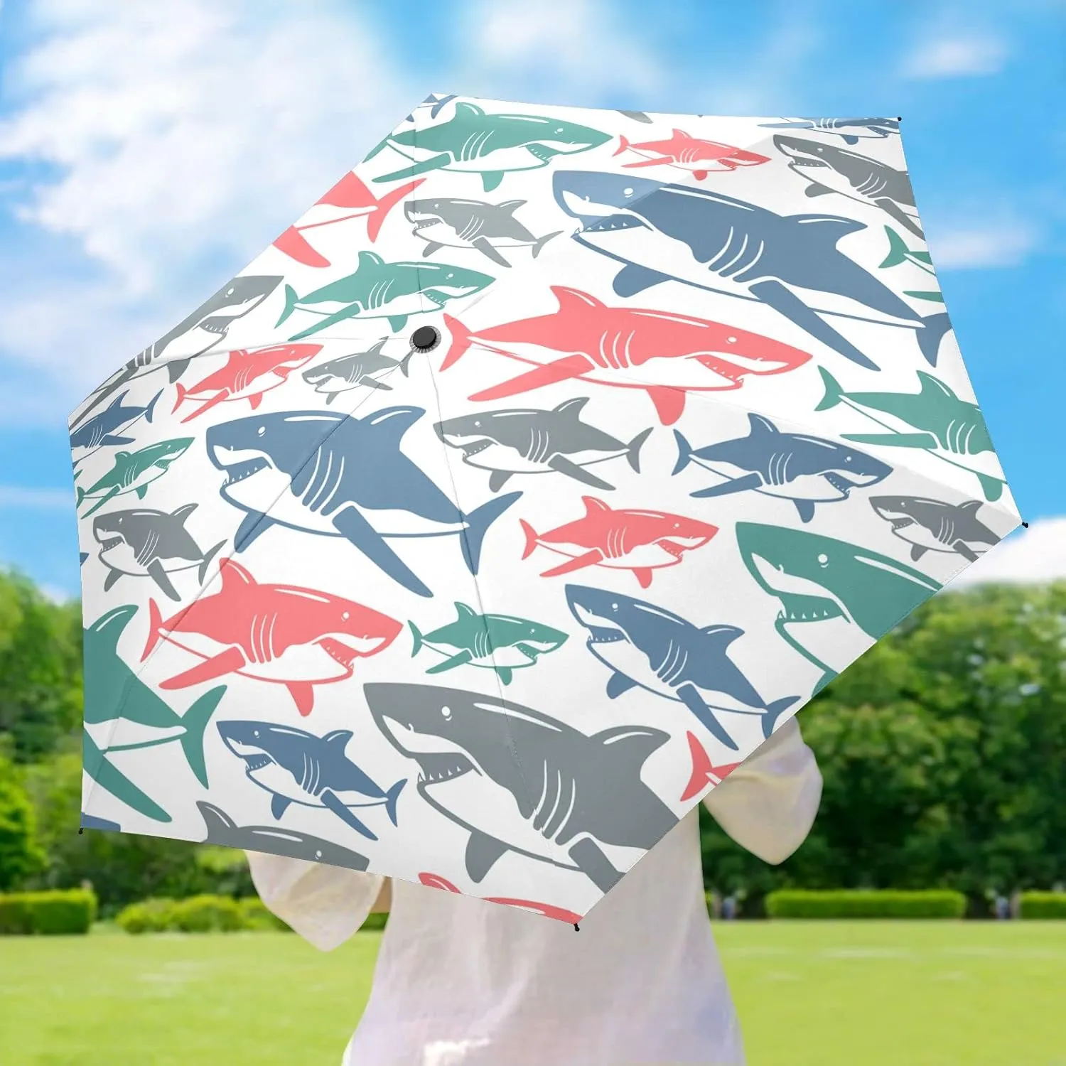 5 Folding Compact Pocket Windproof Umbrella, 6 Ribs Ultra-Light Foldable Vinyl Parasol, Mini Anti-UV Travel Umbrella