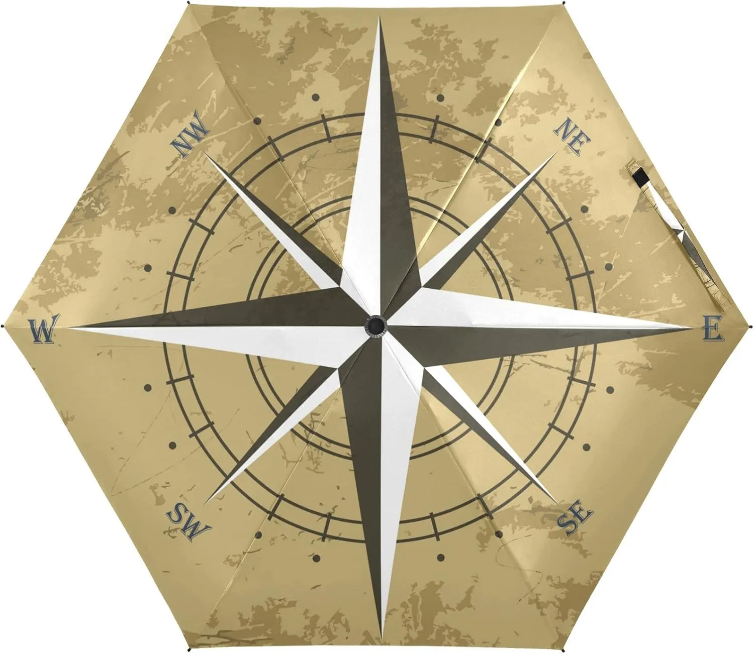 5 Folding Compact Pocket Windproof Umbrella, 6 Ribs Ultra-Light Foldable Vinyl Parasol, Mini Anti-UV Travel Umbrella