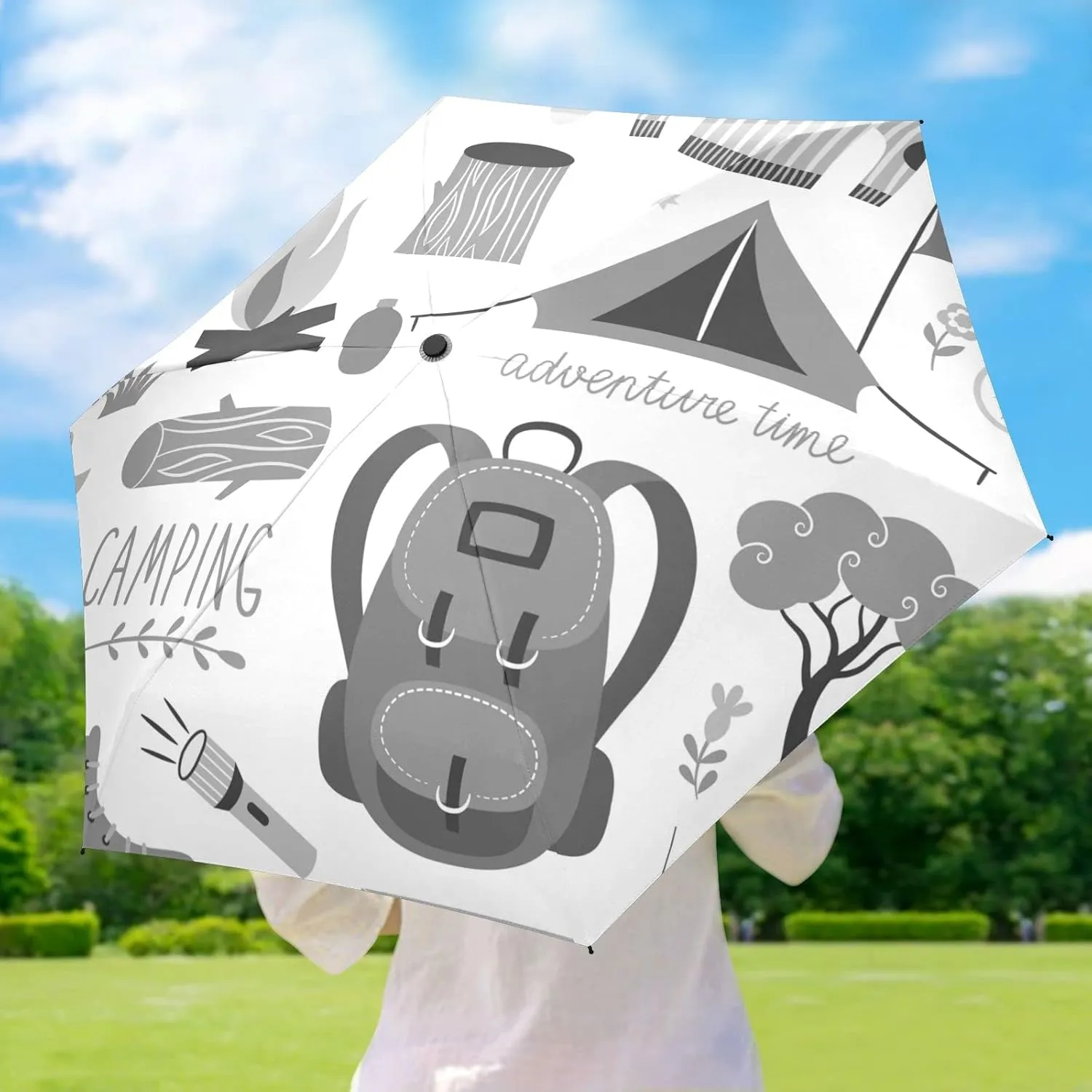 5 Folding Compact Pocket Windproof Umbrella, 6 Ribs Ultra-Light Foldable Vinyl Parasol, Mini Anti-UV Travel Umbrella
