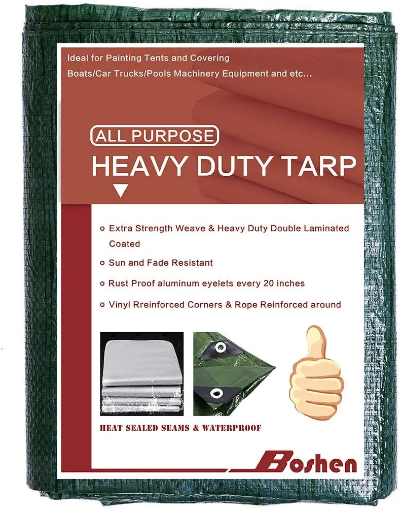 5 Mil 8x20FT Multi Purpose Tarp Cover Waterproof with Reinforced Edges Heavy Duty Tarpaulin Cover UV & Rip Resistant Boat RV Canopy Camping Tent Tarp Shelter Cover