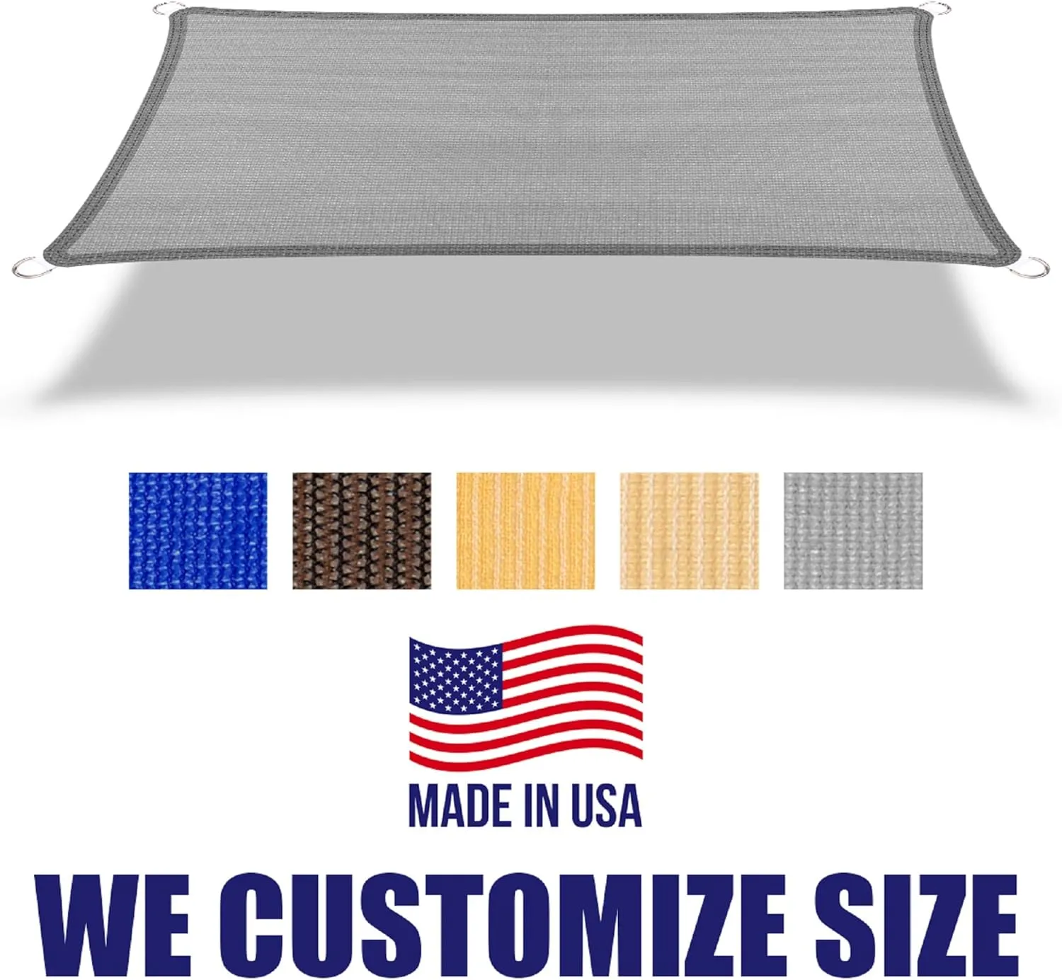 5' x 8' Grey Rectangle Sun Shade Sail Canopy, 95% UV Blockage Awning Shelter Fabric Cloth Screen for Patio Outdoor Backyard - Heavy Duty Commercial Grade (Custom Size - Made in USA)