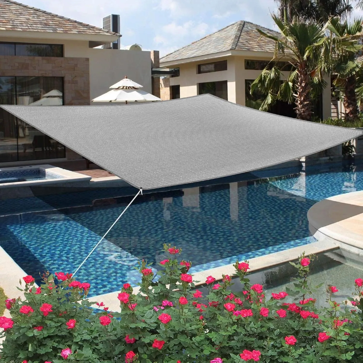 5' x 8' Grey Rectangle Sun Shade Sail Canopy, 95% UV Blockage Awning Shelter Fabric Cloth Screen for Patio Outdoor Backyard - Heavy Duty Commercial Grade (Custom Size - Made in USA)