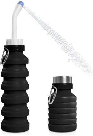 550ml Foldable Manual Toilet Bidet Black Handheld Cleaning Fixture for Camping, Travel, RV, and Portable Sanitation Use