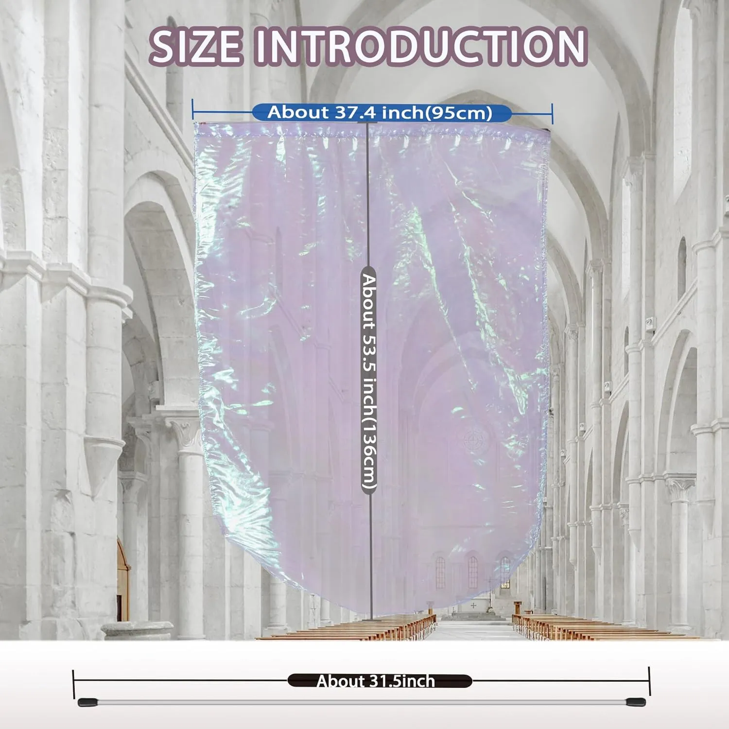 55" Worship Flags for Teenager, Praise Dance Flag for Beginner, Church Flags with Flexible Rods & Carrying Bag, 2 Pack, Transparent Purple