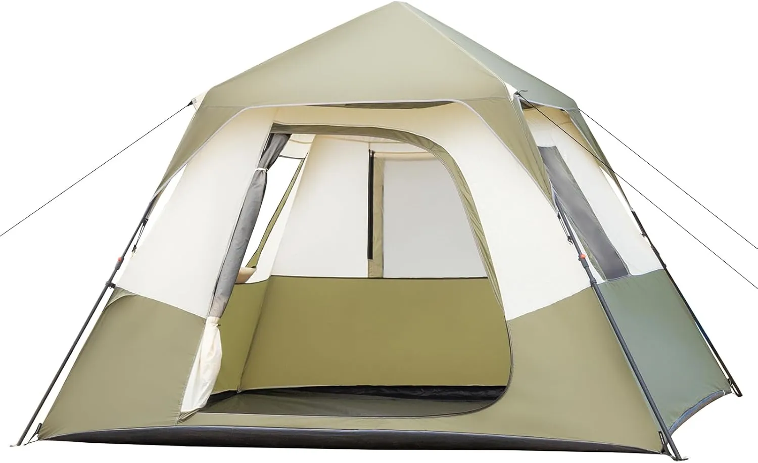 6 Person Instant Cabin Tent,Double Layer Portable Large Camping Tent with Easy 60 Second Camp Setup for Family Camping, Arny Green