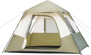 6 Person Instant Cabin Tent,Double Layer Portable Large Camping Tent with Easy 60 Second Camp Setup for Family Camping, Arny Green