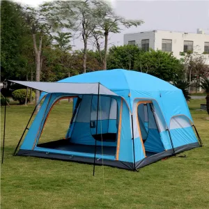6 Person Tent Double Layer Tent for Camping Family,Waterproof Outdoor Tent with Porch,2 Bedroom Living Room Tent,Advanced Ventilation Dome Tent
