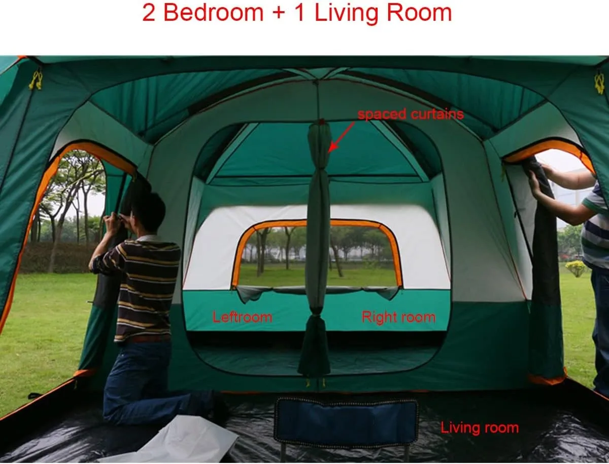 6 Person Tent Double Layer Tent for Camping Family,Waterproof Outdoor Tent with Porch,2 Bedroom Living Room Tent,Advanced Ventilation Dome Tent