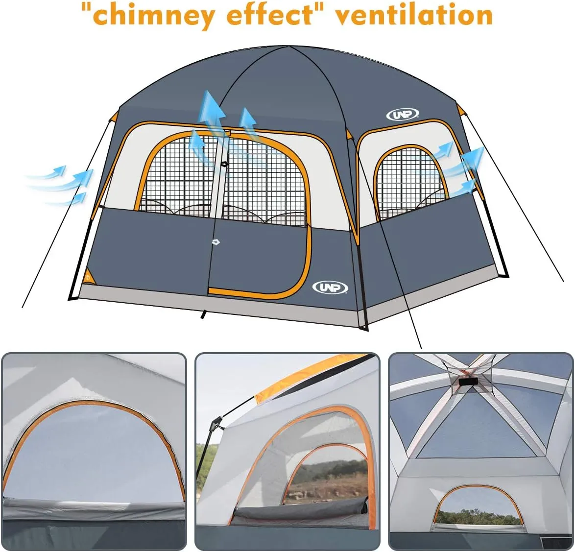 6 Person Waterproof Windproof Easy Setup,Double Layer Family Camping Tent
