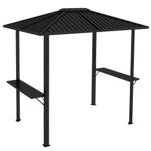 6' x 8' Metal Roof BBQ Grill Gazebo, Aluminum Frame, 2 Side Shelves