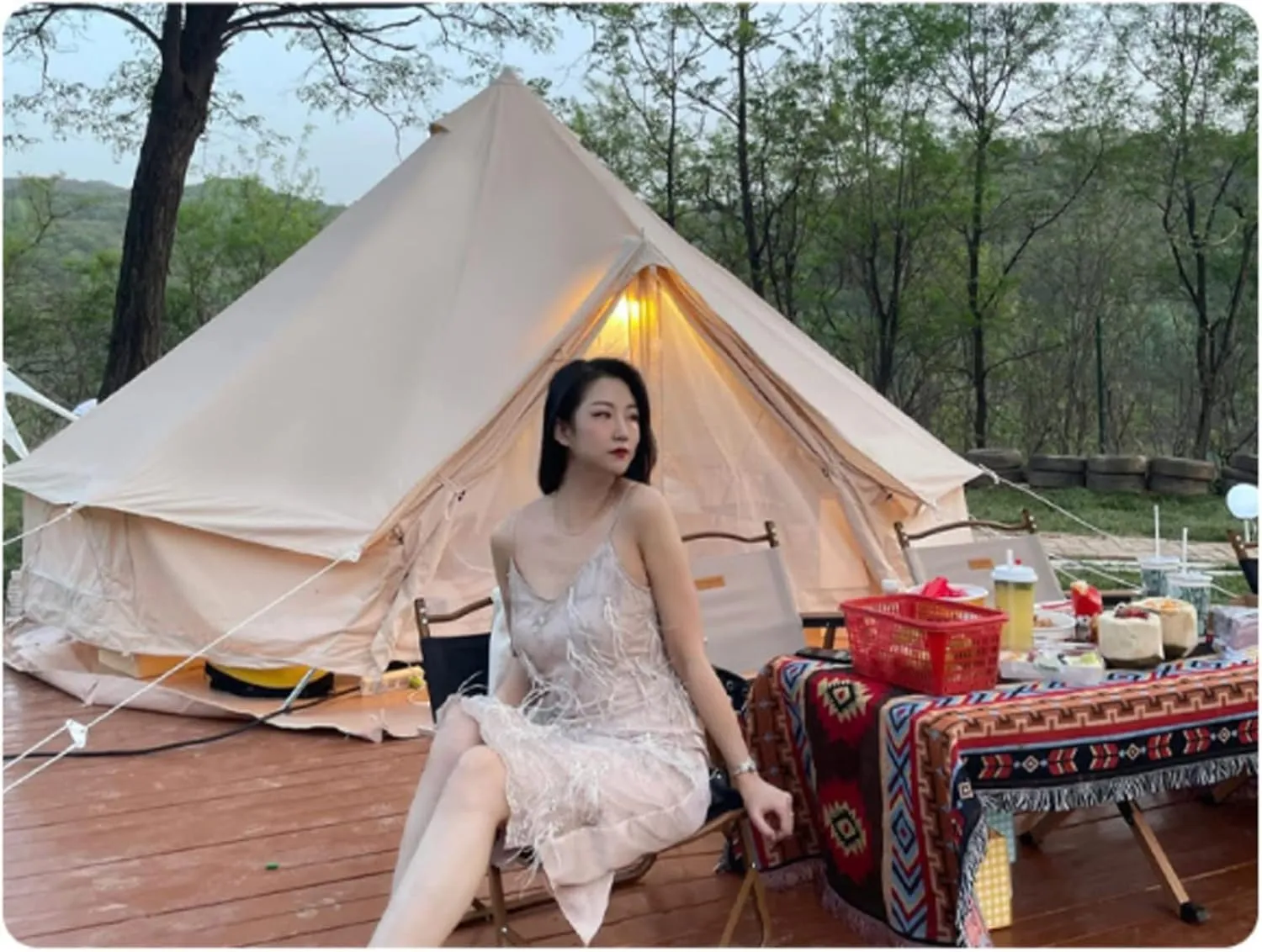 6/12 Person Camping Tent with Porch, Instant Tent, Large Family Cabin Tents with 2 Rooms, Double Layer Glamping Tent with Rainfly for Outdoor,Picnic,Camping