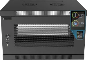 6U/9U/12U Wall Mount Rack Server Rack Enclosure with Temp & Humi Display, Locks, Network Cabinet 17.7” Deep, 19 Inch Server Cabinet for IT/A/V Devices (6U Fully Assembled No Fans)