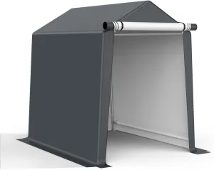 6x8FT Outdoor Storage Shelter Carport, Portable Shelter Heavy Duty Storage Shed Carport with Roll-up Zipper Door for Bike, Motorcycle, Garden Storage, Waterproof and UV Resistant, Gray