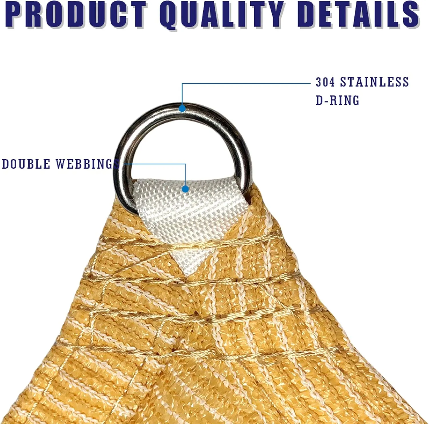 7' x 16' Sand Rectangle Sun Shade Sail Canopy, 95% UV Blockage Awning Shelter Fabric Cloth Screen for Patio Outdoor Backyard - Heavy Duty Commercial Grade (Custom Size - Made in USA)