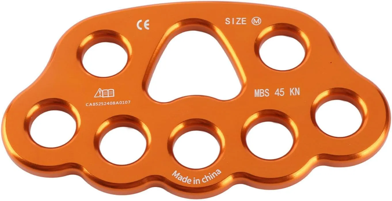 8 Holes Rigging Plate, 45KN Rope Divider Rock Climbing Multi Anchor Point Connector Gear