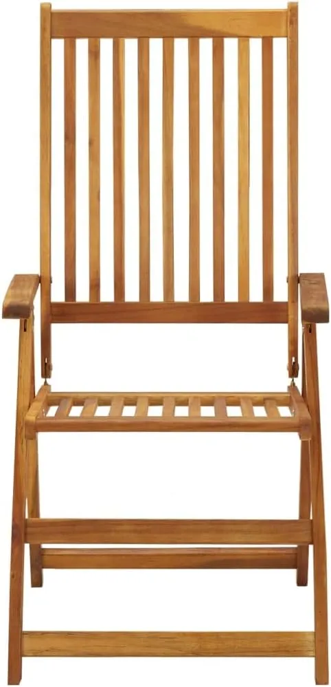 8-Piece Solid Acacia Wood Folding Patio Chairs Set with Cream Cushions - Adjustable Outdoor Dining Furniture for Garden, Beach, Poolside