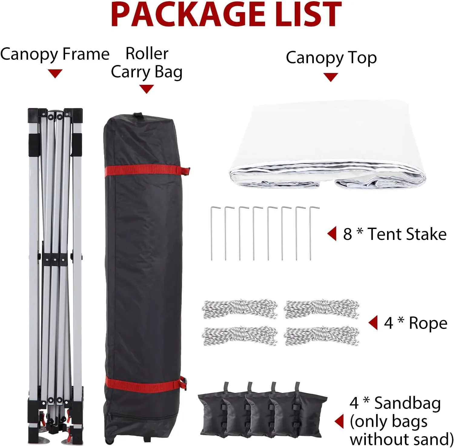 8x8FT Pop Up Canopy Tents, Instant Portable Shelter with Easy One-Person Setup, Adjustable Heights, Wheeled Carry Bag, Bonus Stakes & Ropes, Outdoor Shade for Parties, Patio, Commercial Use,White