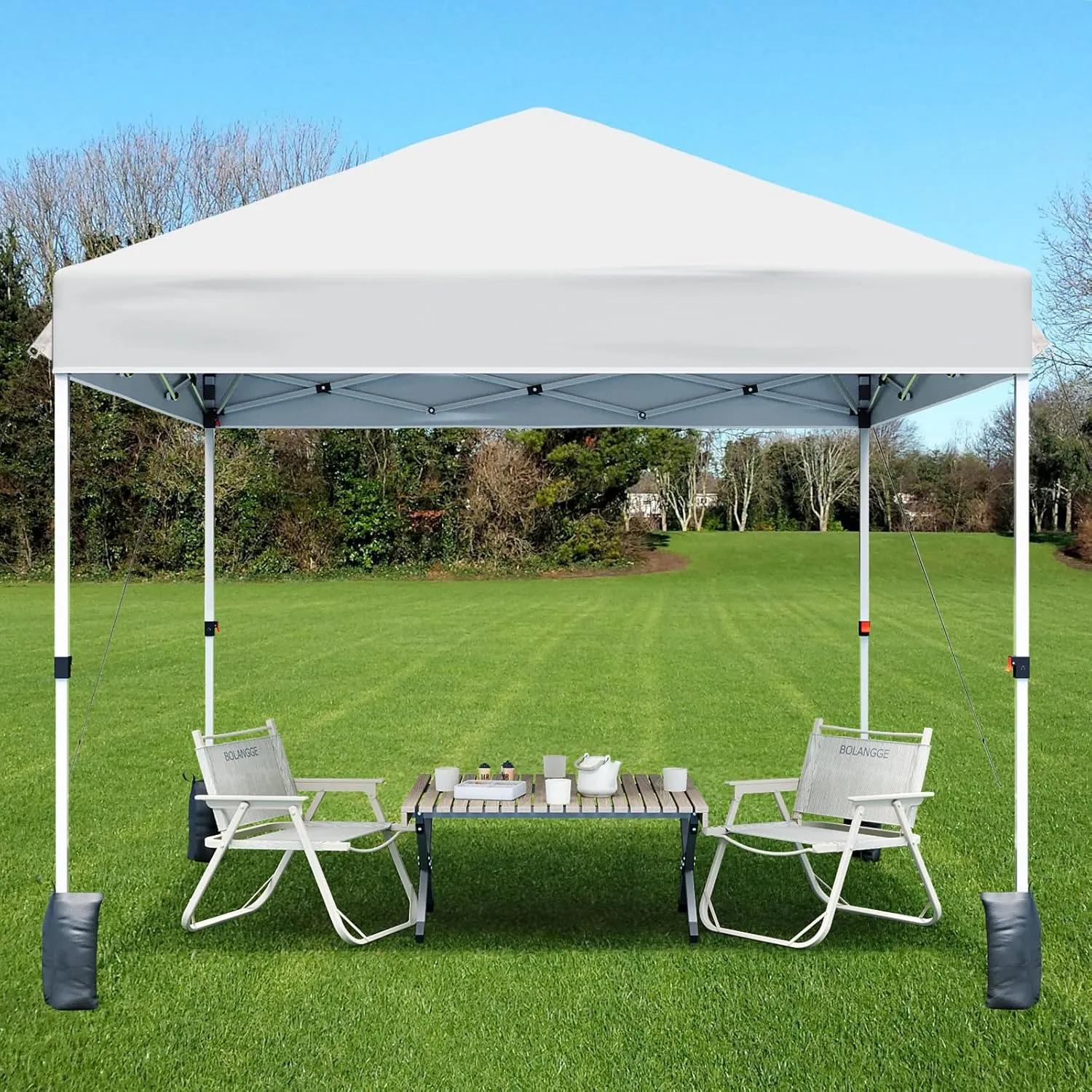 8x8FT Pop Up Canopy Tents, Instant Portable Shelter with Easy One-Person Setup, Adjustable Heights, Wheeled Carry Bag, Bonus Stakes & Ropes, Outdoor Shade for Parties, Patio, Commercial Use,White