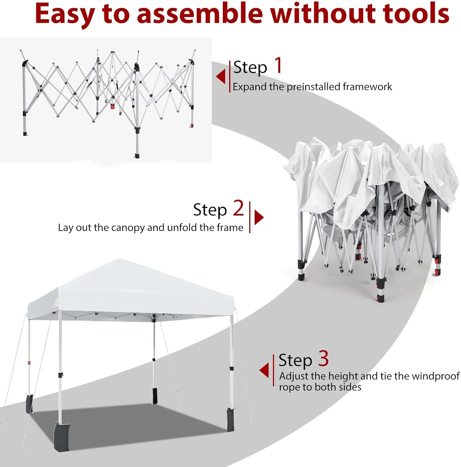 8x8FT Pop Up Canopy Tents, Instant Portable Shelter with Easy One-Person Setup, Adjustable Heights, Wheeled Carry Bag, Bonus Stakes & Ropes, Outdoor Shade for Parties, Patio, Commercial Use,White