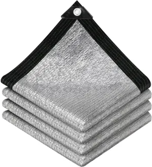 95% Aluminet Shade Cloth - Reflective Aluminium Shade Netting Sun Shade Cover with Grommets for Cars, Dogs, Outdoor, RV, Patio (6.5x6.5FT)