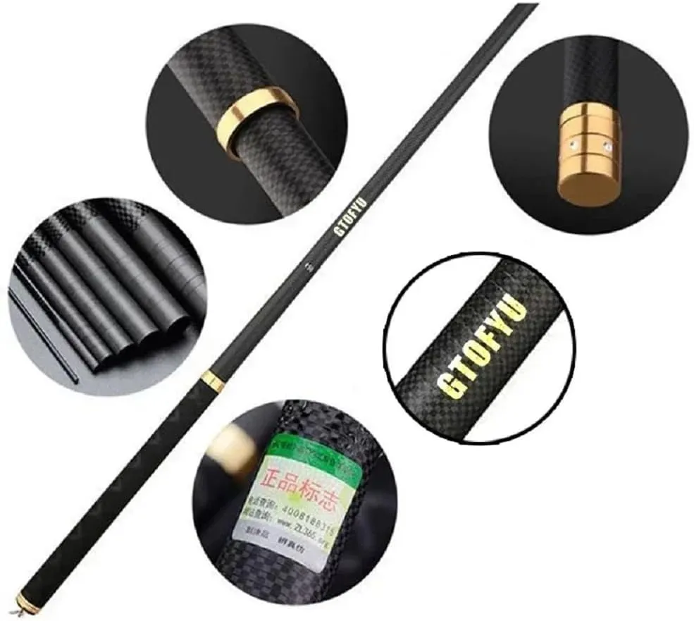 9Ft 12Ft 13Ft 18Ft 21Ft 26Ft 28Ft 30Ft Telescopic Fishing Rod Ultralight Travel Fishing Rod,Portable Collapsible Bass Crappie Rod,1 Piece Carbon Fiber Inshore Stream Trout Pole Free Tip