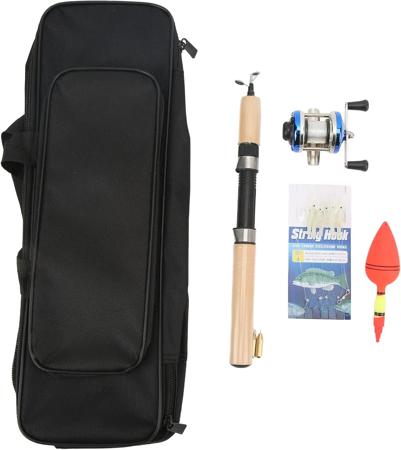 A75L Ice Fishing Rod Kit Portable Winter Fishing Pole Set Fishing Tackle with Reel Floats Storage Bag, for Travel Saltwater Freshwater Fishing
