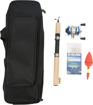A75L Ice Fishing Rod Kit Portable Winter Fishing Pole Set Fishing Tackle with Reel Floats Storage Bag, for Travel Saltwater Freshwater Fishing