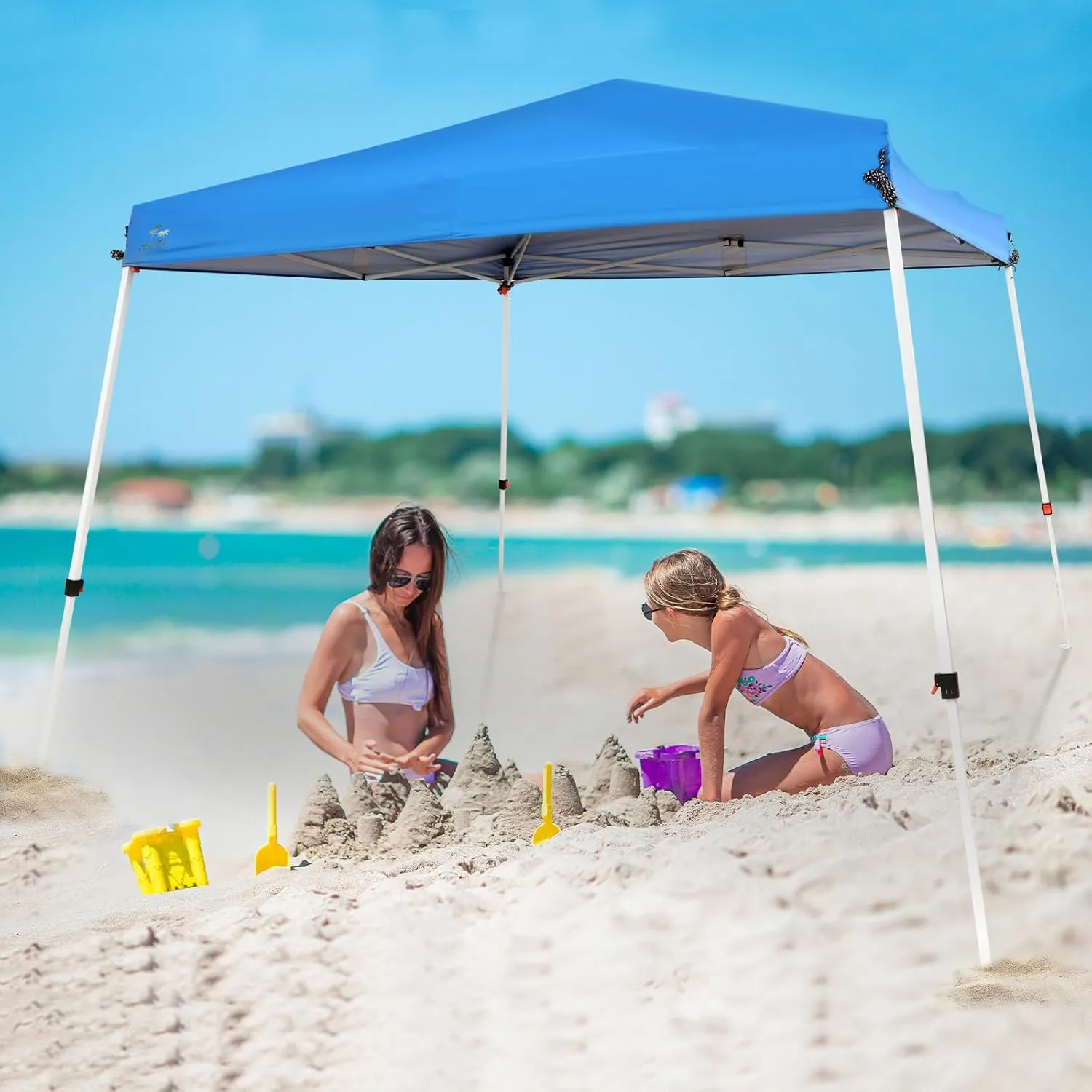 Abba Patio 10x10 Slant Leg Canopy Tent, Portable Commercial Canopies Shelter with Carry Bag, Waterproof UV-Resistant (Blue)