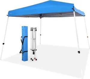 Abba Patio 10x10 Slant Leg Canopy Tent, Portable Commercial Canopies Shelter with Carry Bag, Waterproof UV-Resistant (Blue)