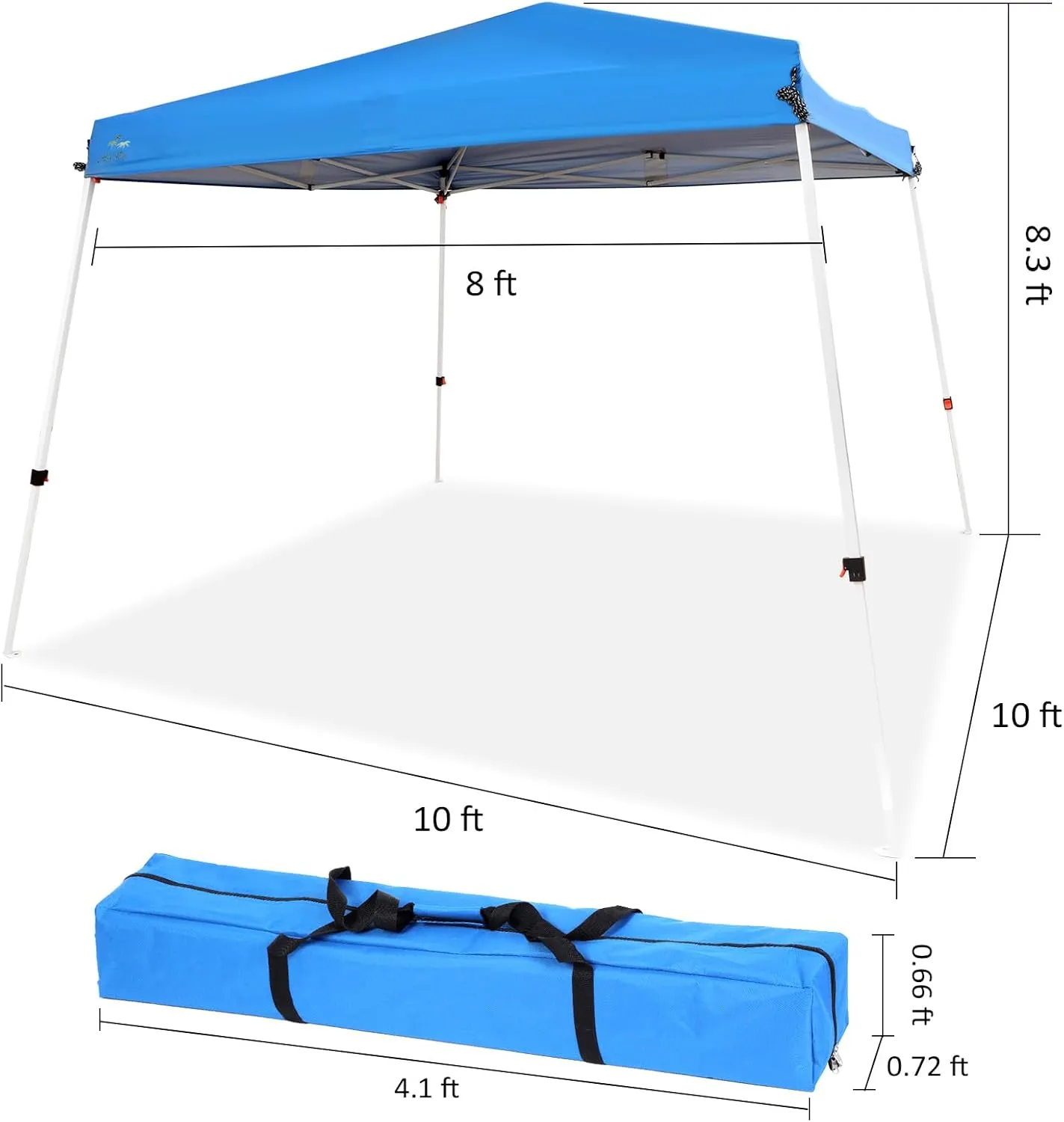 Abba Patio 10x10 Slant Leg Canopy Tent, Portable Commercial Canopies Shelter with Carry Bag, Waterproof UV-Resistant (Blue)